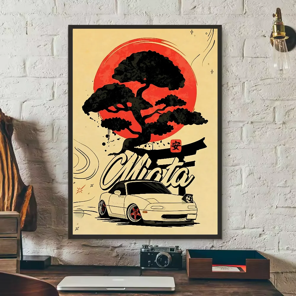 Japanese Cars Samurai Poster | HD Waterproof PVC Wall Art Wall Art Poster Peaceful Pleasures Health and Wellness z13 21X30cmNoframe
