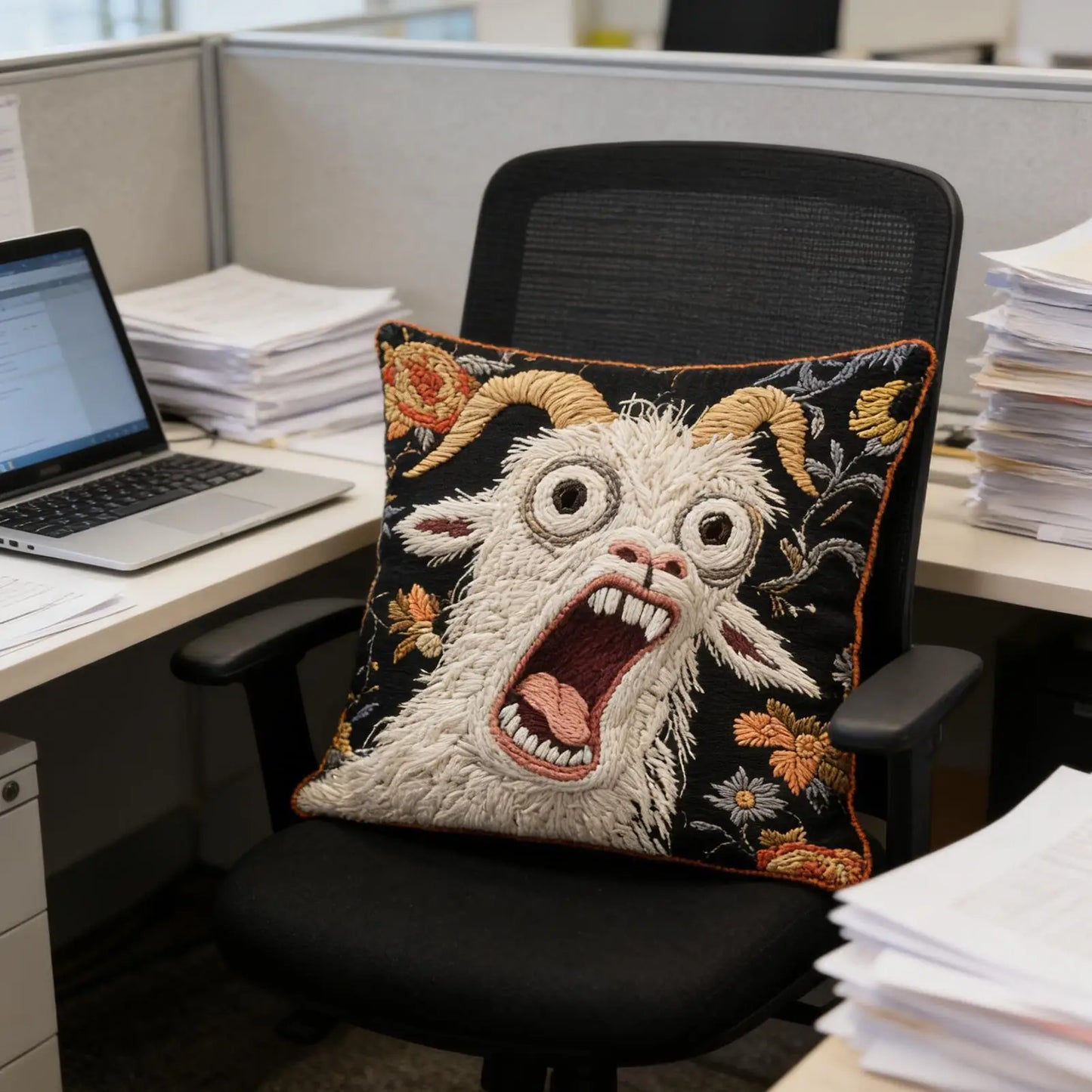 Screaming Goat Throw Pillow Cover | Funny Cushion Case 18x18"