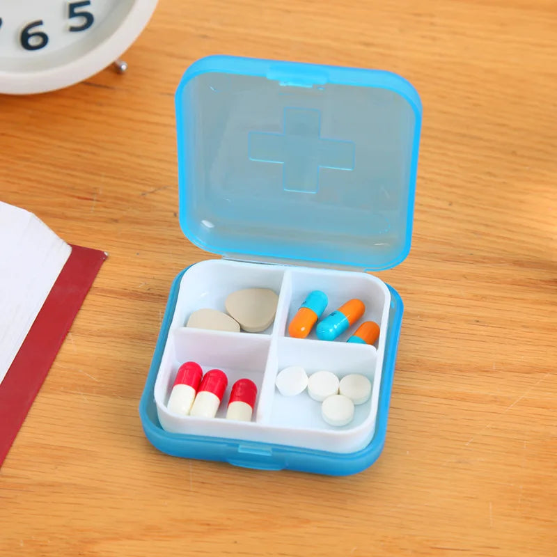 Mini 4-Compartment Pill Box | Portable Travel Medication Organizer