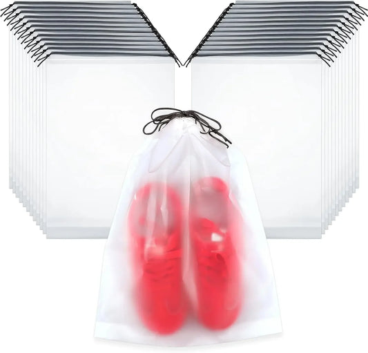 25 Pack Clear Travel Shoe Bags – Waterproof Drawstring Travel & Storage Peaceful Pleasures Health and Wellness United States