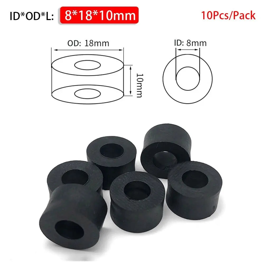 10Pcs/Pack New Non-Threaded ABS Spacer PCB Board Support M3-M10 Hollow Standoff Round Black Nylon Washer Peaceful Pleasures Health and Wellness 8x18x10mm