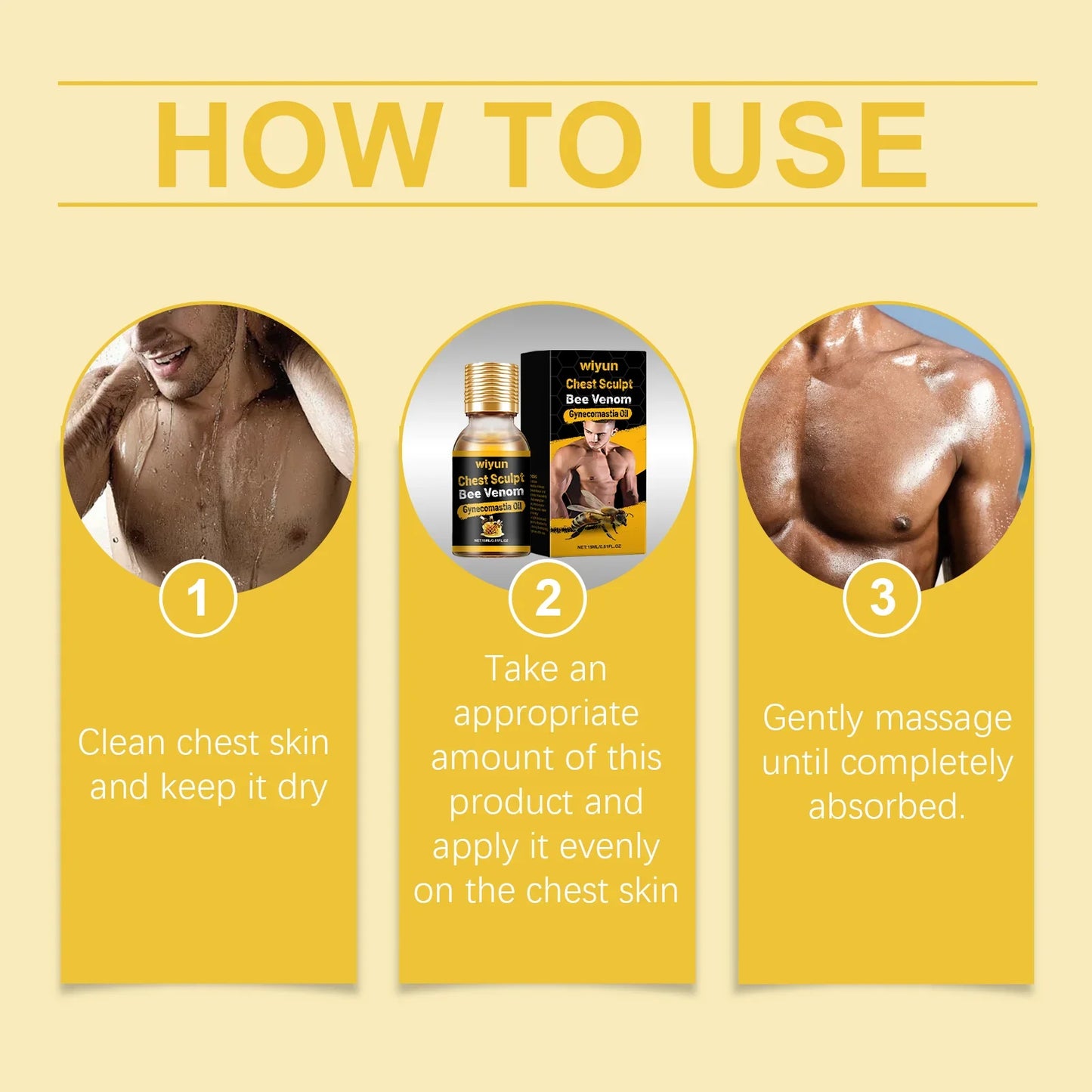 WIYUN Bee Venom Men's Chest Firming & Shaping Massage Oil