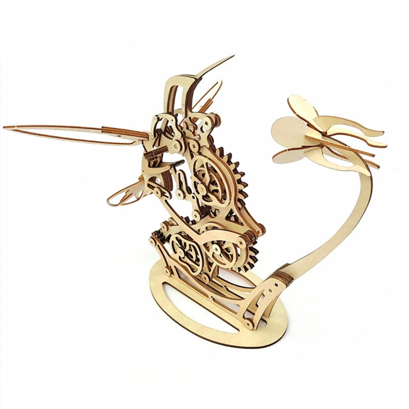 Wooden Kinetic Hummingbird Sculpture Set Assemble Animal Models with High Peaceful Pleasures Health and Wellness