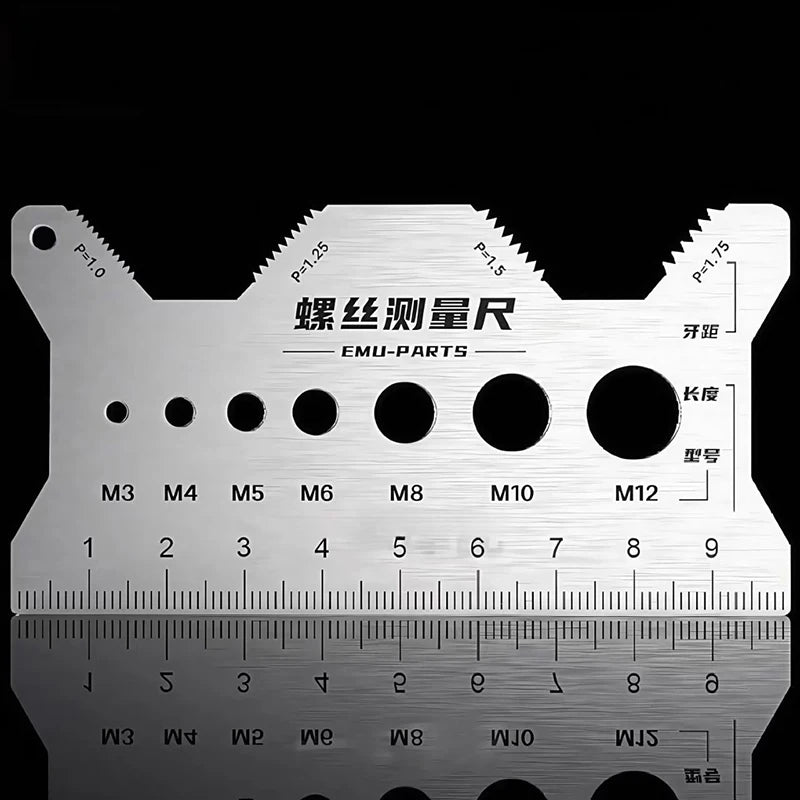 10*5cm Multi-purpose Stainless Steel Bolt Gauge Thread Checker Flat Double-Sided Screw Measuring Tool For Pattern Jewelry Watch Peaceful Pleasures Health and Wellness