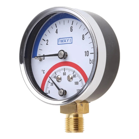 2-in-1 Pressure Gauge Thermometer 10 Bar Temperature Up 120 C Floor Peaceful Pleasures Health and Wellness