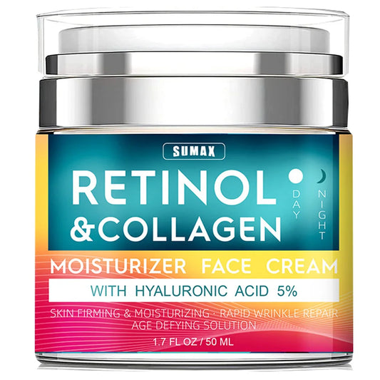 Retinol Cream for Face with Hyaluronic Acid, Day-Night Anti-Aging Moisturizer Collagen Cream for Face Reduces Wrinkles, Dryness Peaceful Pleasures Health and Wellness Default Title