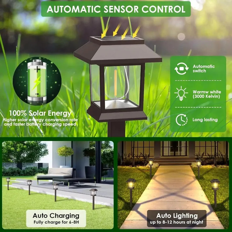 10-Pack Solar LED Spike Lights | Warm Garden Landscape Lamps