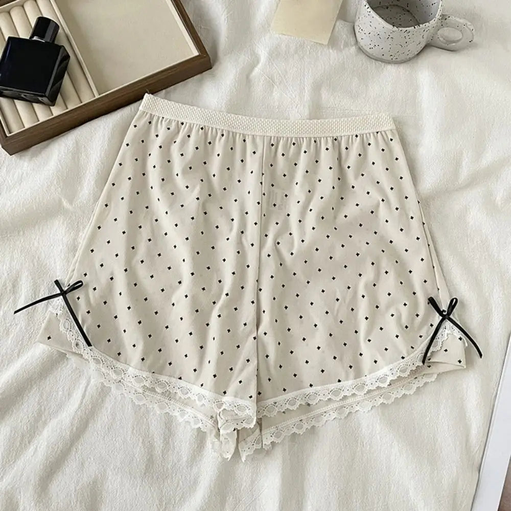 Women's Lace Safety Shorts | Soft Mid-Waist Polka Dot Underpants Women's Safety Shorts Peaceful Pleasures Health and Wellness