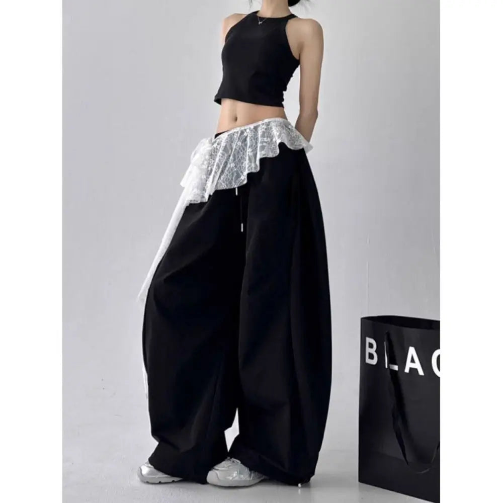 Y2K Embroidered Lace Mini Skirt – Ruched Lace-Up Streetwear Lace Mini Skirt Peaceful Pleasures Health and Wellness