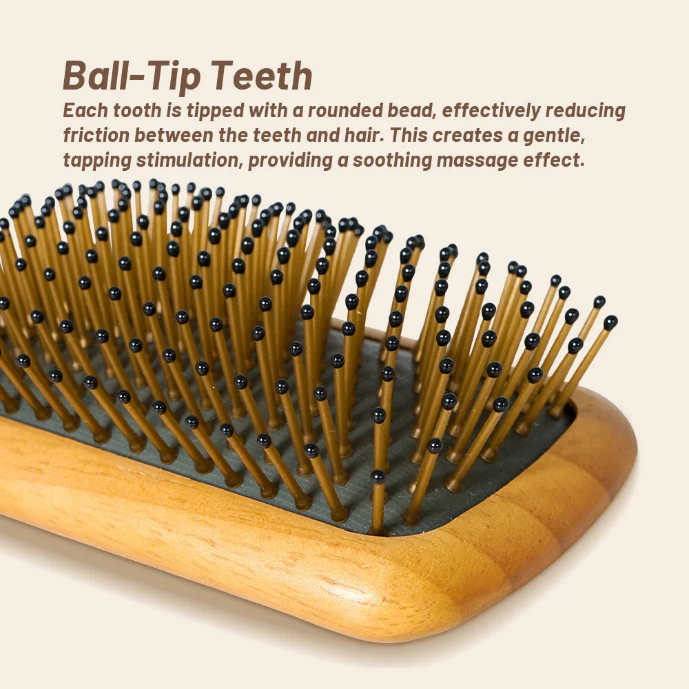 Wooden Airbag Cushion Hair Brush – Anti-Static Detangler