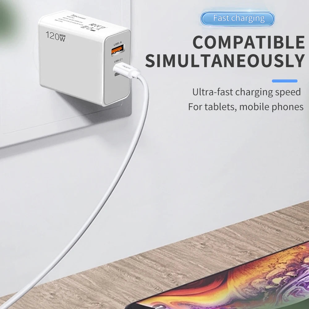 120W USB-C Fast Wall Charger | iPhone Samsung Quick Charge