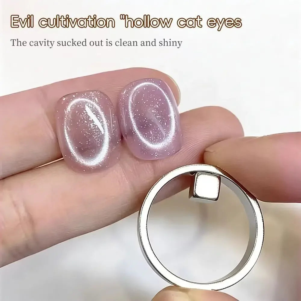 Hollow Black Hole Cat Eye Magnet Ring DIY Cat Eye Nail Art Effect Strong Magnetic Tool for Magnetic Gel Polish Manicure Tools Peaceful Pleasures Health and Wellness