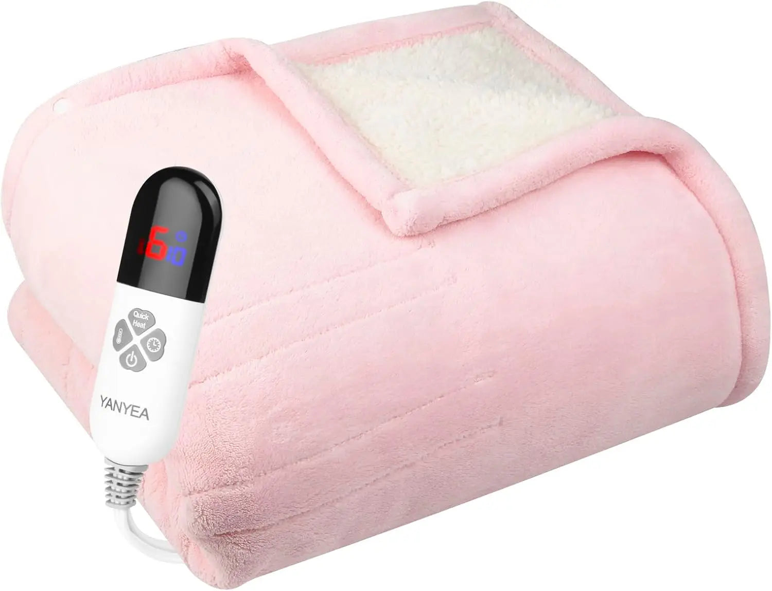 Pink Twin Size Electric Heated Blanket, 62x84", 6 Heat Settings, Auto-Off Electric Heated Blanket Peaceful Pleasures Health and Wellness United States