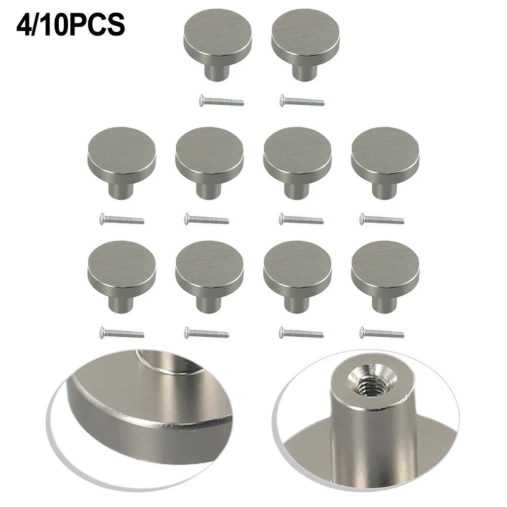 Round Cabinet Knobs | Space Aluminum Single Hole Handles 4/10 Pack