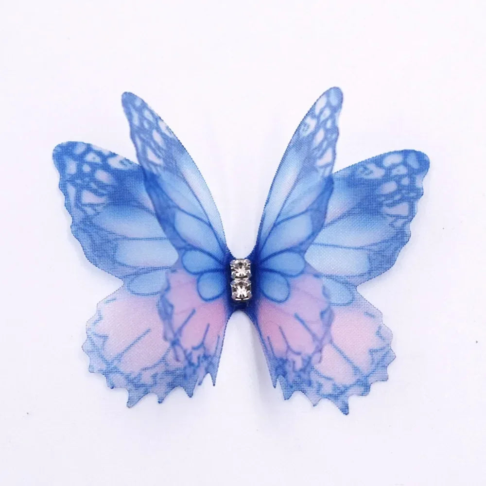 50Pcs 3D Organza Butterfly Appliqués – Gradient Mesh Patches