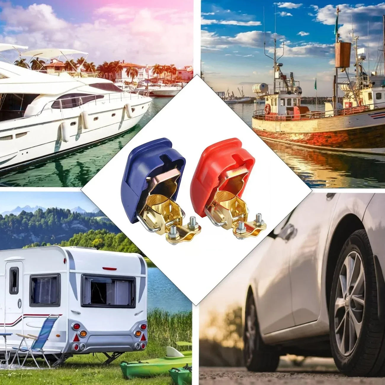 Battery Terminal Connectors Negative and Positive 1 Pair Plate Quick Release Car Connector Battery Clamps Top Post Clips Peaceful Pleasures Health and Wellness
