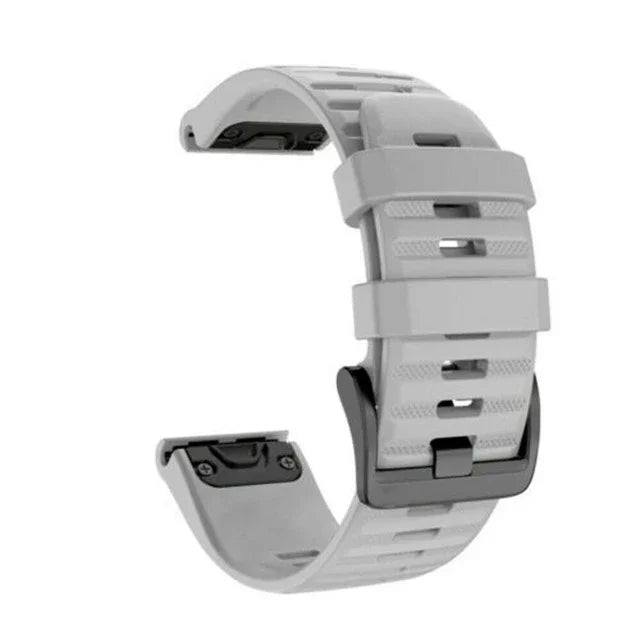 Silicone QuickFit Watch Band for Garmin Fenix 8 7X 6X – 22/26mm Peaceful Pleasures Health and Wellness GRAY 26mm MK1 MK2 MK2i