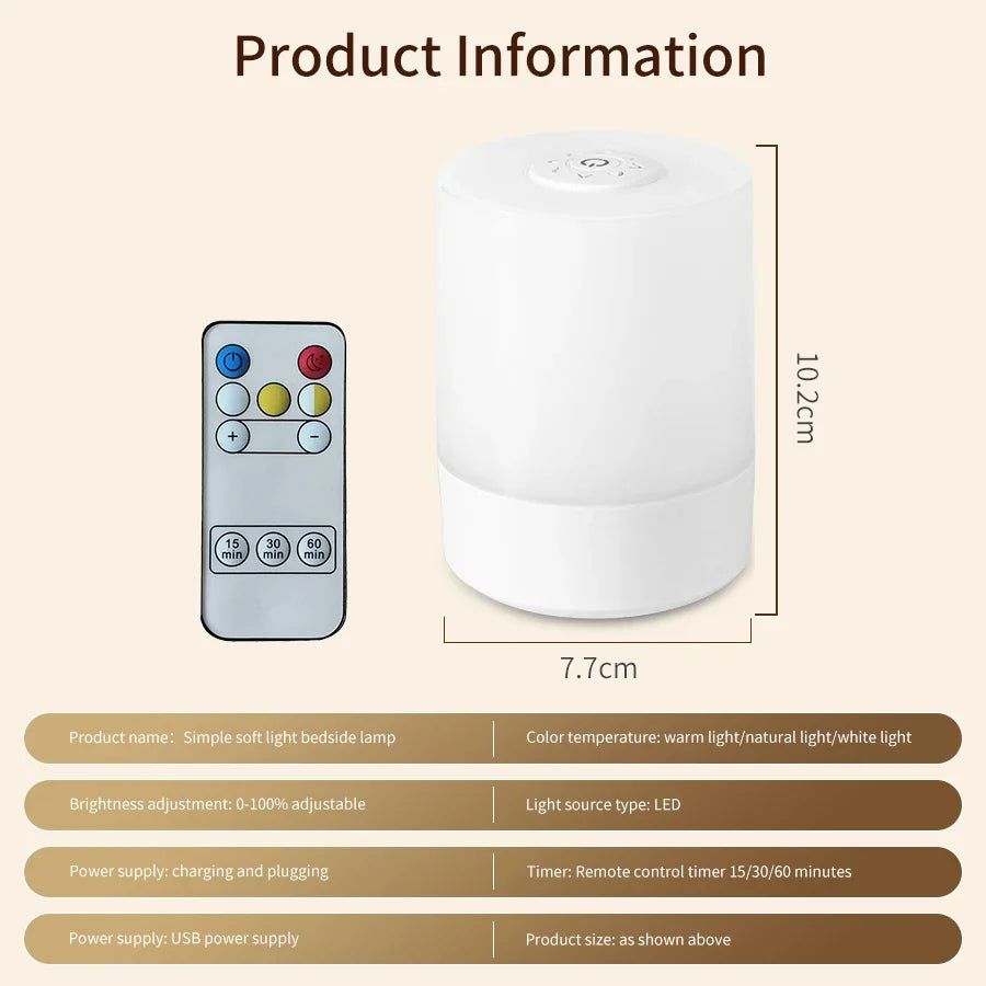 Dimmable LED Touch Night Light – Rechargeable Bedside Lamp