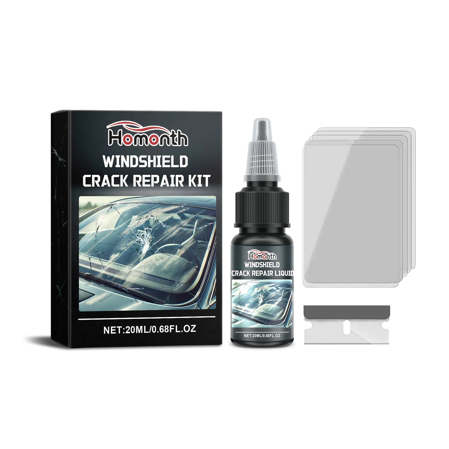 Windshield Glass Crack Repair Kit | Clear Adhesive 20ml
