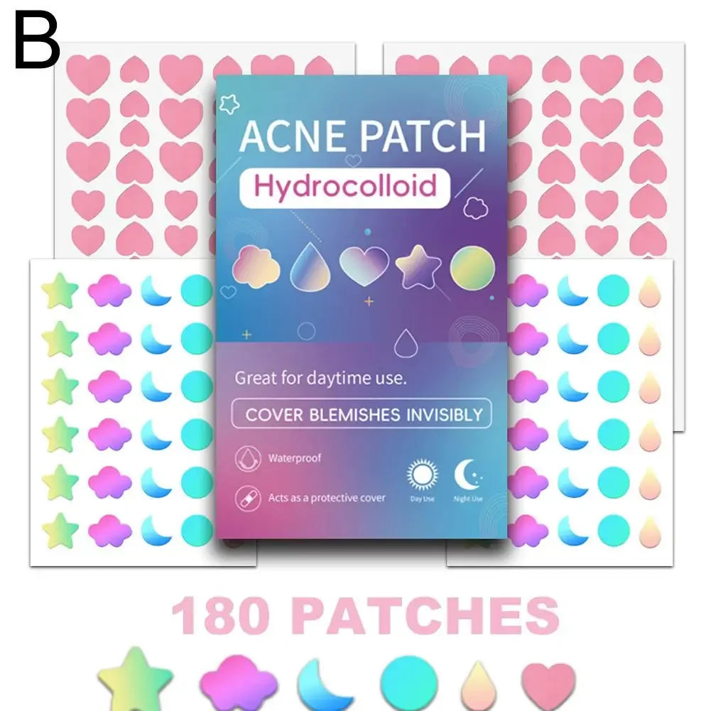 Colorful Star Pimple Patches – Acne Spot Stickers for Face Peaceful Pleasures Health and Wellness B-180pcs