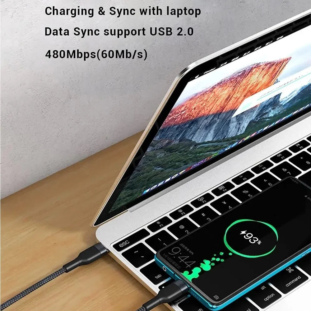 25cm USB-C to USB-C Fast Charging Cable | 6A PD Braided