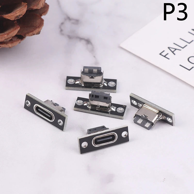 5-Pack USB 3.1 Type-C Female Socket Connector with Fastening Plate
