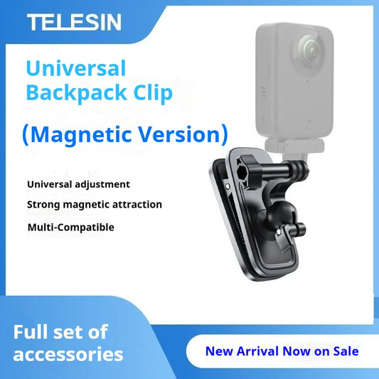TELESIN 360° Magnetic Backpack Clip Mount – GoPro, DJI, Insta360 Action Camera Mount Oasis Select