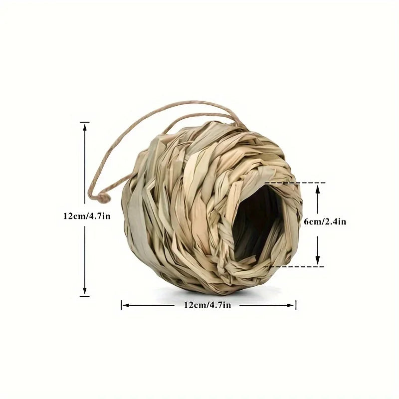 Handwoven Reed Grass Hanging Bird Nest House | Natural Birdhouse