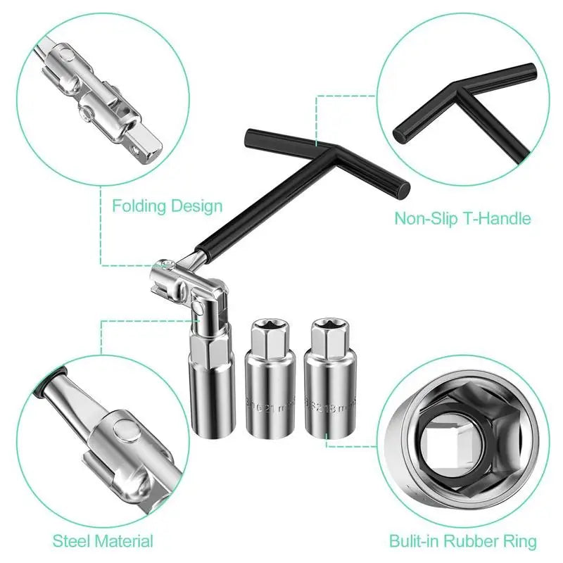 Spark Plug Sleeve T-shape 16/18/21mm Auto Motorcycle Spark Plug Removal Tools 4PCS Auto Repair Tool Set Removal Tool Peaceful Pleasures Health and Wellness