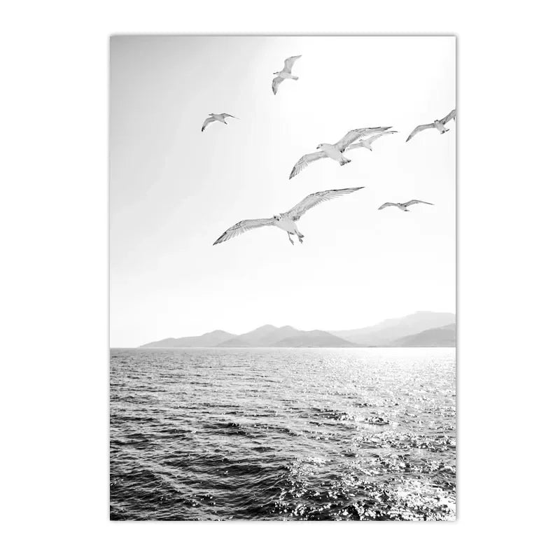 Black And White Starfish Beach Wall Posters Car Palm Tree Summer Landscape Art Print Canvas Painting Pictures Nordic Home Dec Peaceful Pleasures Health and Wellness A 50x70cm