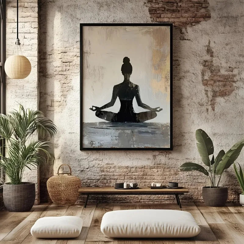 1pc Yoga Meditation Posters Print, Zen Wall Art,Yoga Pose Silhouette Painting, Meditation Wall Arts, Yoga Room Decor, No Frame Peaceful Pleasures Health and Wellness