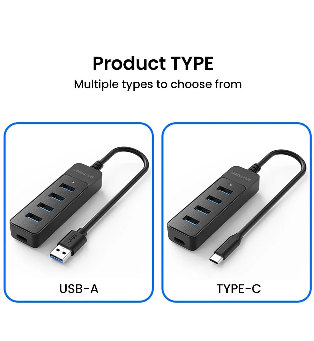 USB 3.0 Hub 4-Port Splitter with Type-C Power Port, Multi USB Expander for Laptop PC USB Adapter for U Disk Mouse Peaceful Pleasures Health and Wellness