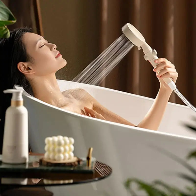 Filtered Handheld Shower Head Adjustable 5-Mode Bathroom Shower Nozzle Multilayer Filtration Bathing Sprayer Hotel Home Bathroom Peaceful Pleasures Health and Wellness