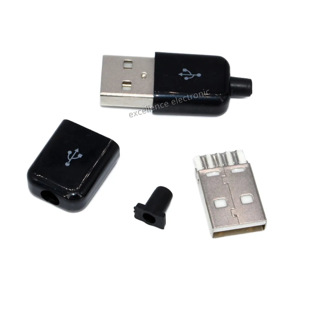 10Pcs USB Connectors Type B/Micro/Mini/USB2.0 Type A Male Female Assembly Adapter DIY Soldering Repair Data Charging Plug Socket Peaceful Pleasures Health and Wellness USB 2.0 A Male Black