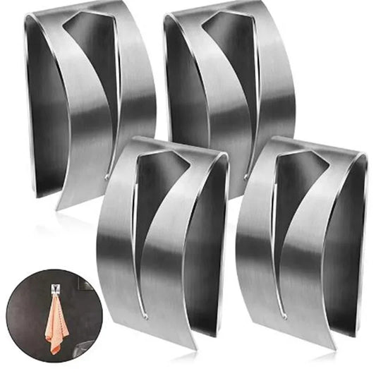 1PC Stainless Steel Towel Holder Hook Self Adhesive Clip Bathroom Cloth Hanger Household Wall Mounted Towel Rack Storage Peaceful Pleasures Health and Wellness