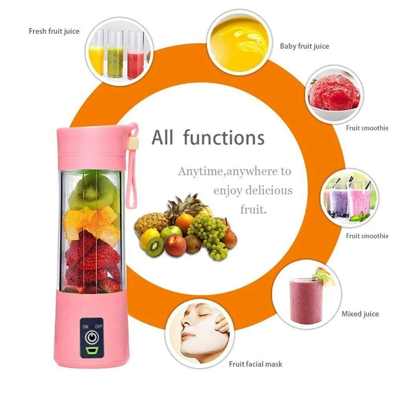 Home Kitchen Accessories Electric Mini USB 6 Blades Juicer Cup Machine Portable Fruit Kitchen Tools Bottle Juicer Blender Peaceful Pleasures Health and Wellness