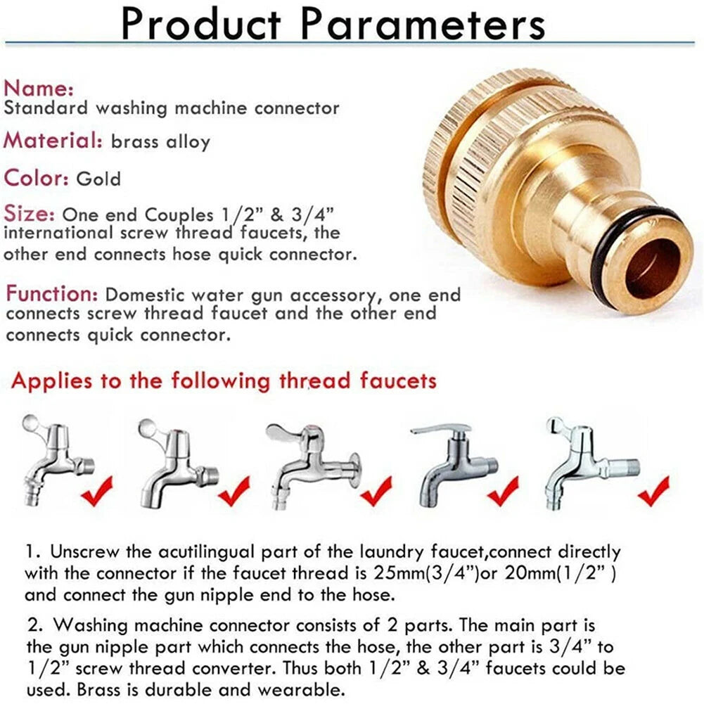 G3 4 G1 2 Brass Fitting Adaptor Universal Garden Hose Tap Connector