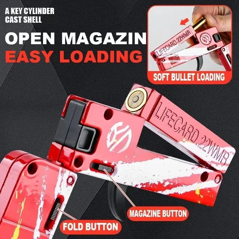 2026 New Upgraded Metal Folding Toy Gun with Soft Bullets Alloy Lifecard Pistol Model for Adults Kids Peaceful Pleasures Health and Wellness