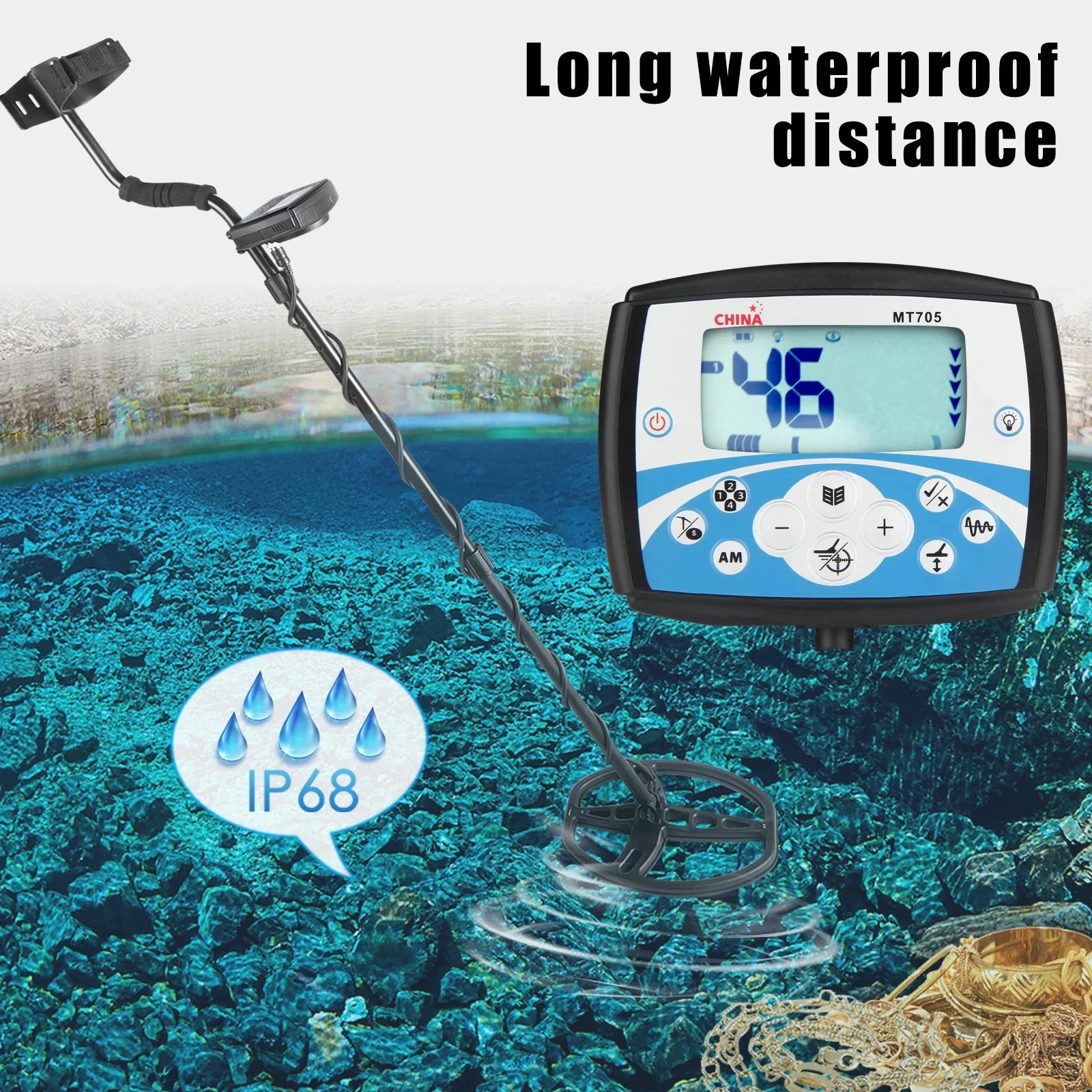 MT705 Professional Underground Metal Detector High Sensitivity Waterproof Search Coil Metal Detecting Tool Treasure Pinpointer Peaceful Pleasures Health and Wellness