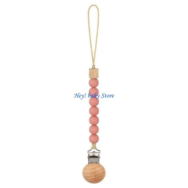 Baby Pacifier Clip Chain | Silicone Beads & Wooden Teether