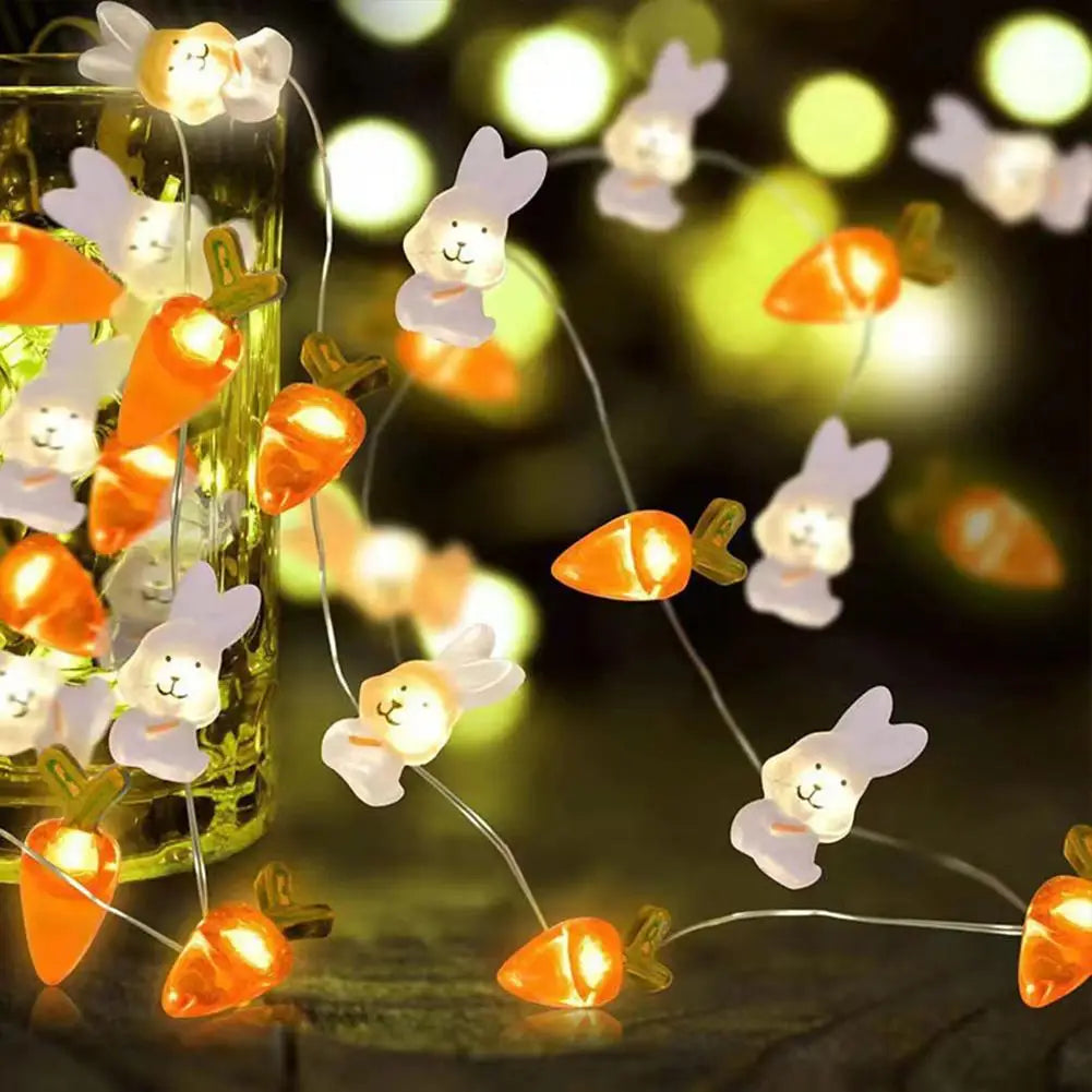 Easter LED String Lights 2M 20 LED Bunny Carrot Egg Décor