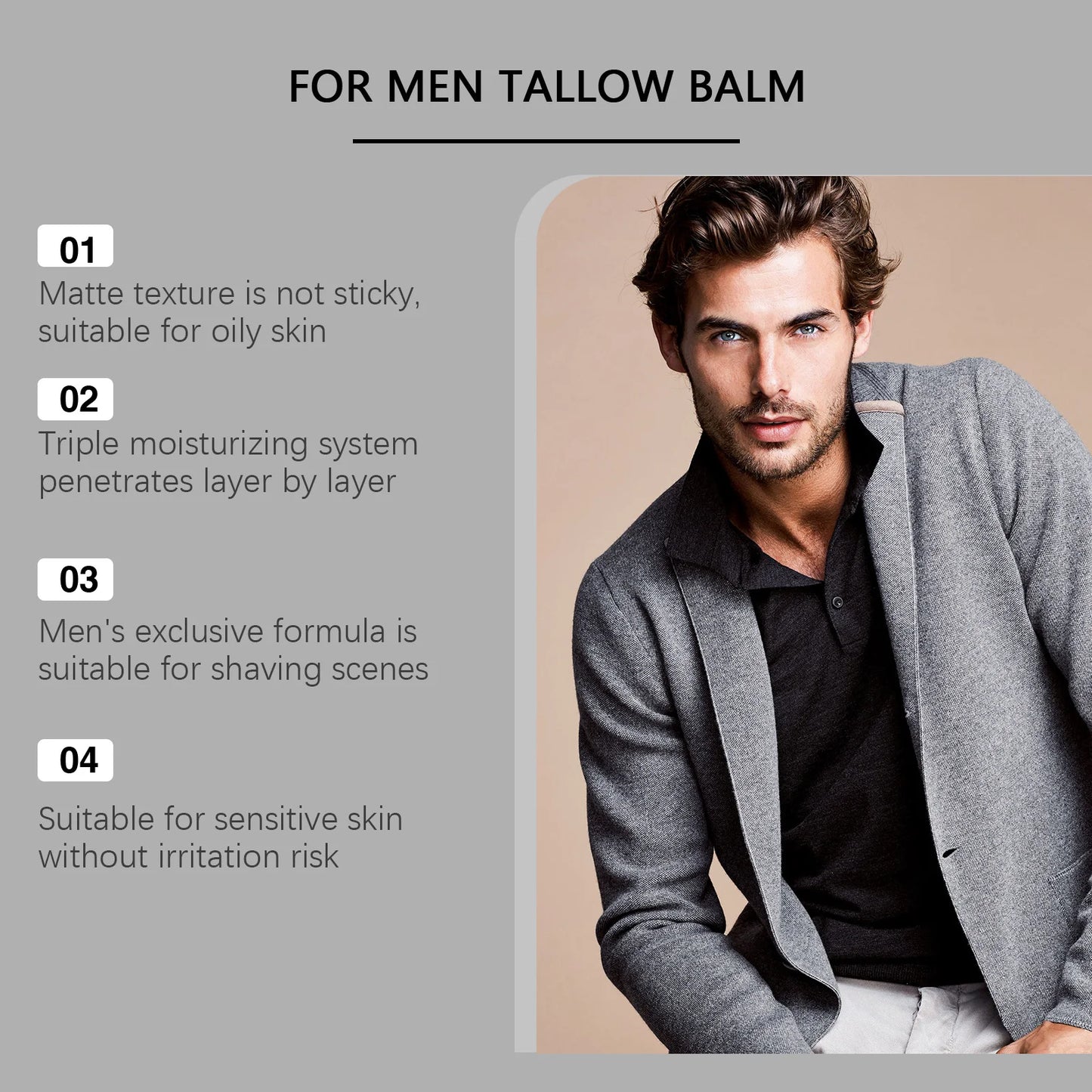 Men's Tallow Balm Face Cream – Anti-Wrinkle & Firming
