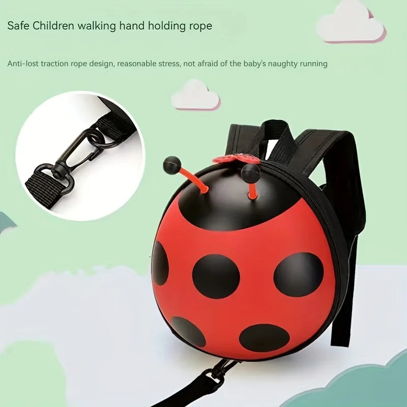 Cute Ladybug Kids Backpack for Toddlers 1-3 Years - Lightweight High Quality & Dirt-Resistant Anti-Loss Design with Adjustable Peaceful Pleasures Health and Wellness Red-Anti-lost Rope