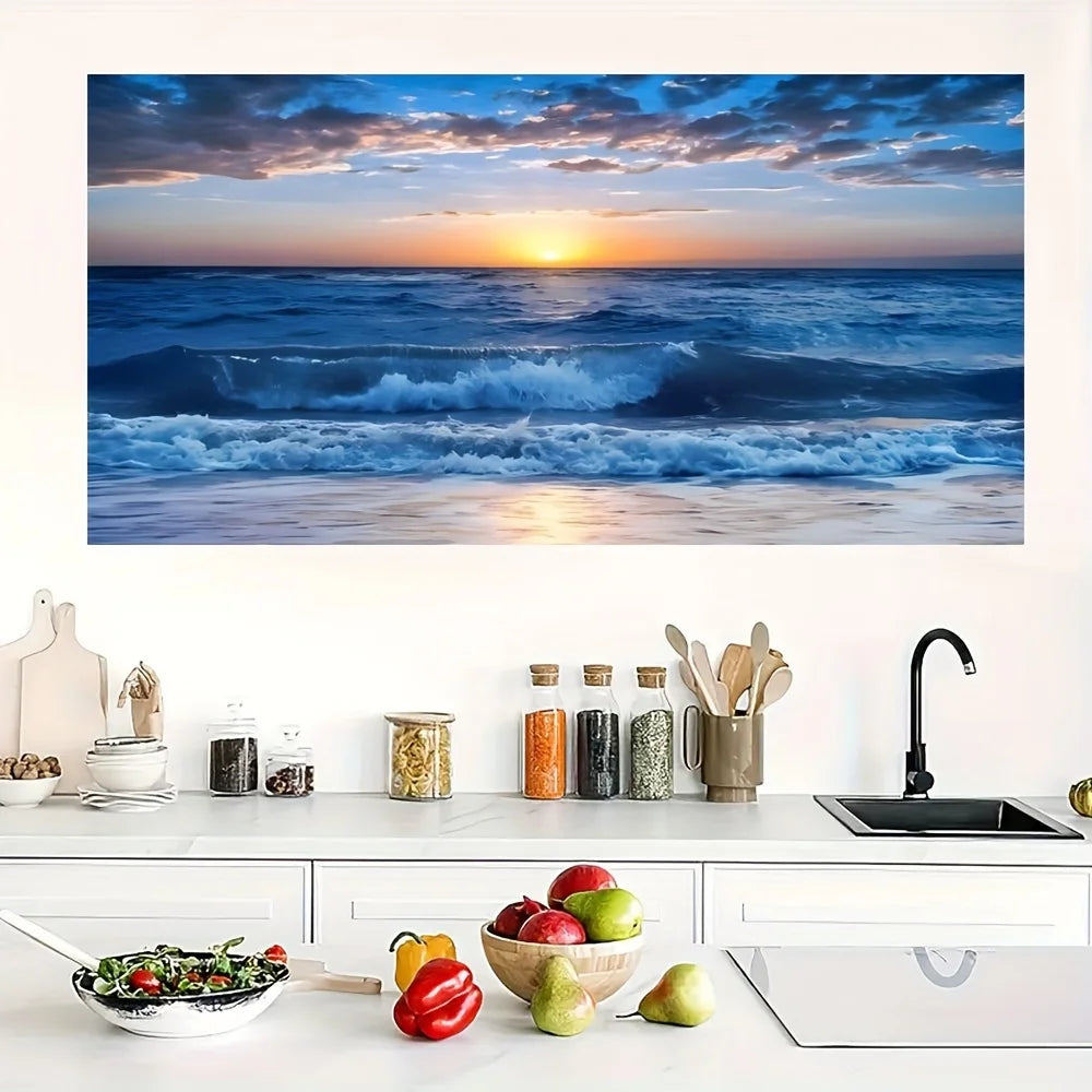 Sunset Seascape Canvas Wall Art | Modern Ocean Print Décor Canvas Wall Art Peaceful Pleasures Health and Wellness ZLH4432 90x180cm No Frame