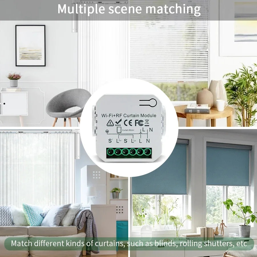 Tuya WiFi Smart Curtain Switch Breaker 433 Remote Control Roller Shades Blinds Door Controllers Smart Life For Alexa Google Home Peaceful Pleasures Health and Wellness