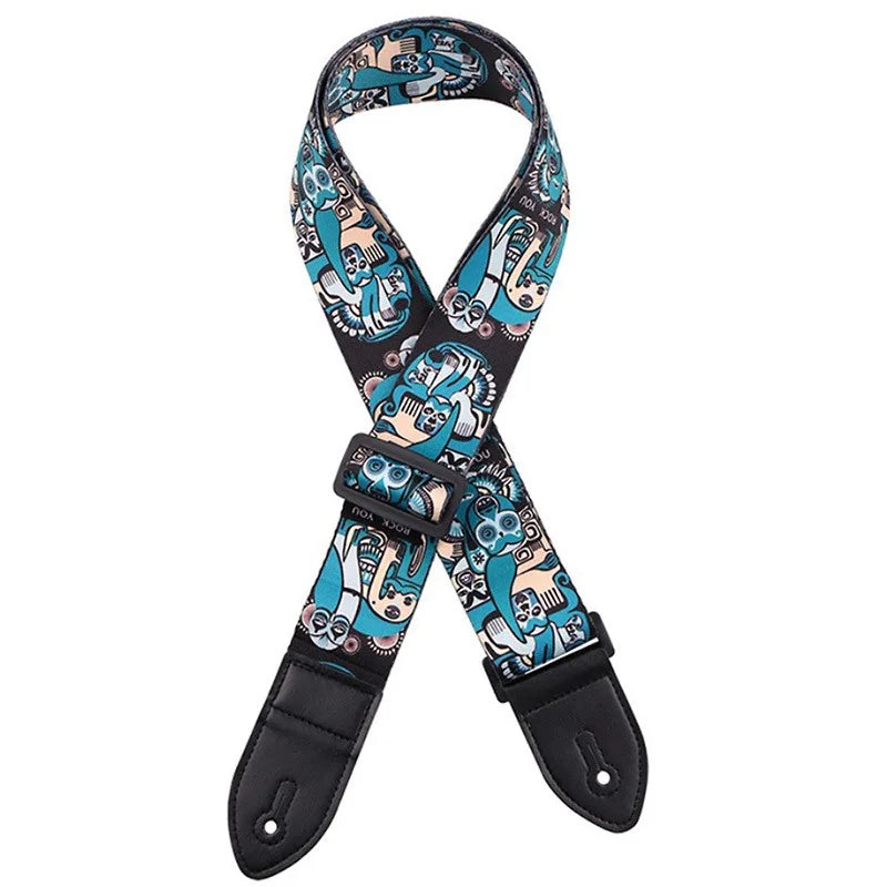 Fashion Colorful Guitar Strap Printed Adjustable Belt Crossbody