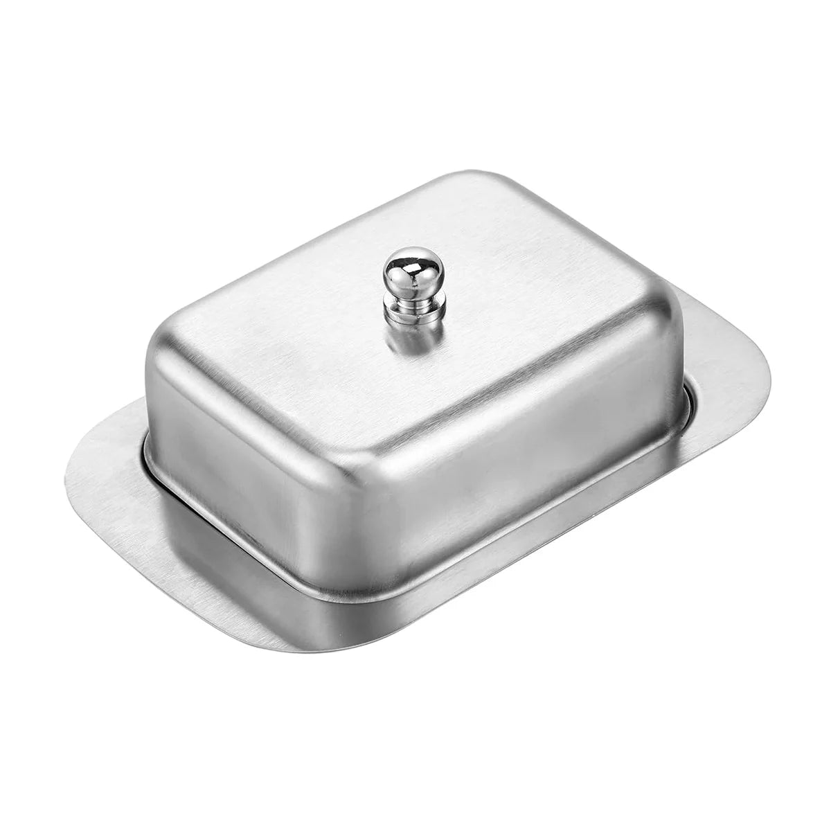 1PC Stainless Steel Butter Dish with Lid Handle Cover Design, Dessert Cheese Bread Box, Solid Cheese/Butter Container with Cover Peaceful Pleasures Health and Wellness Silver