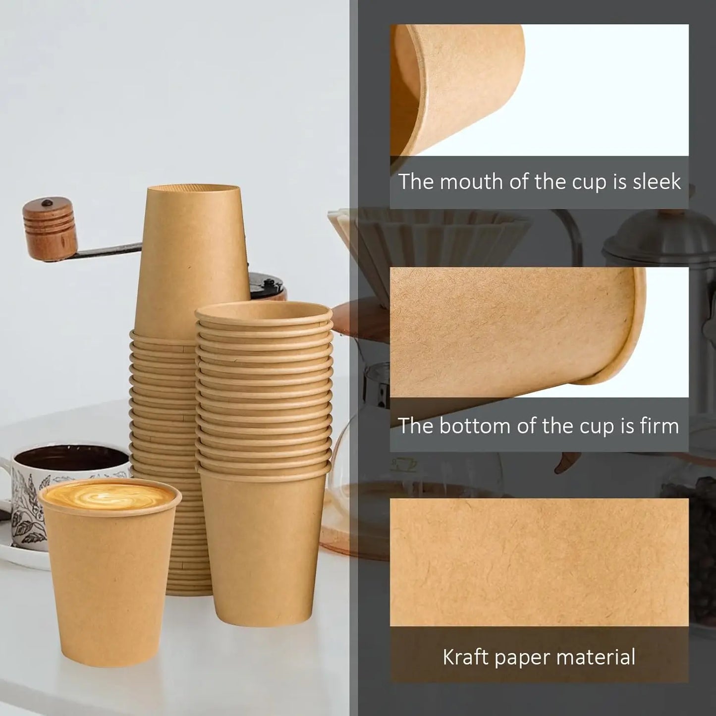 8 oz Kraft Paper Cups Disposable Paper Coffee Cups Hot/Cold Drinking Cup for Water Coffee Juice Unbleached Cups for Party Picnic Peaceful Pleasures Health and Wellness