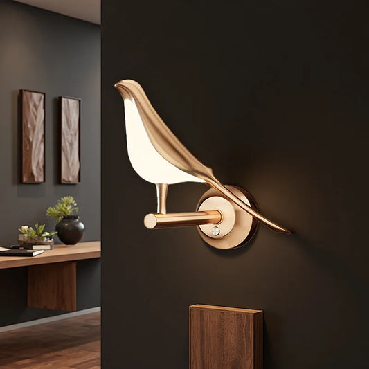Golden Bird LED Wall Lamp | 3-Color Night Light, Bedroom Decor LED Wall Sconce Peaceful Pleasures Health and Wellness WL-Bird 3-Color Light