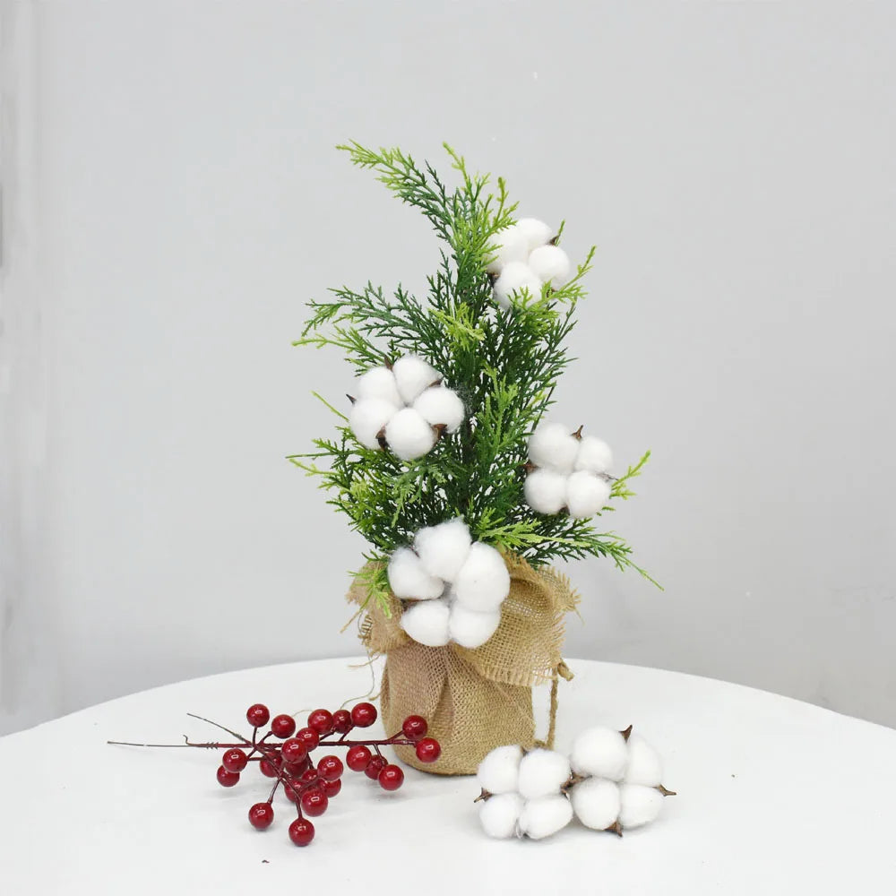 20pcs White Artificial Cotton Flower Heads 6cm | DIY Decor